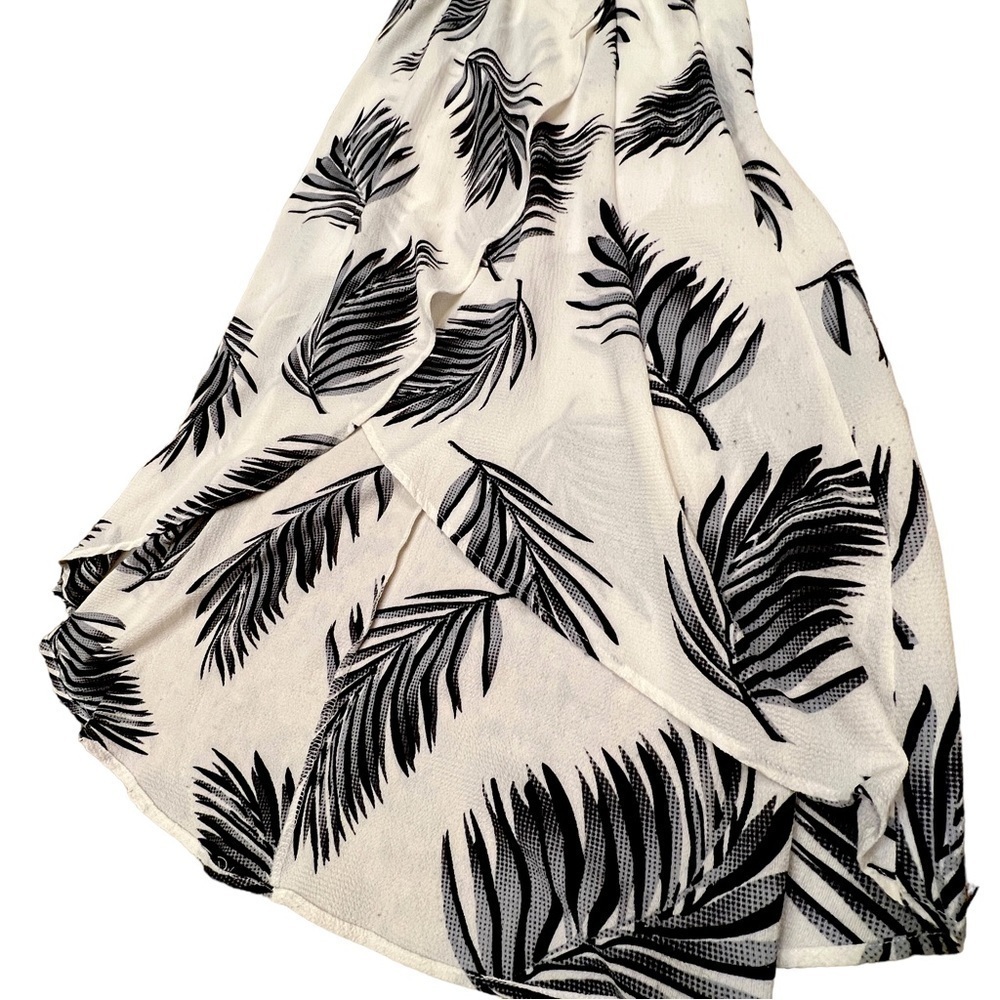 Womens Palm Leaf Wrap Midi Dress Medium Tropical Beach Vacation Resort Tie Waist - Picture 13 of 17